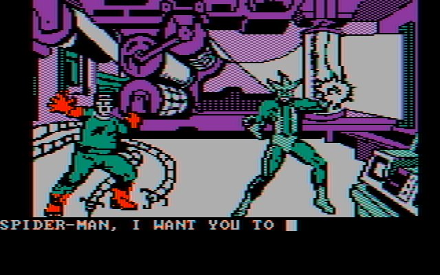 Questprobe featuring Spider-Man IBM PC/Compatibles Screenshot: Meeting some more characters.