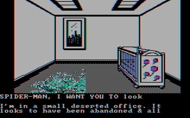 Questprobe featuring Spider-Man IBM PC/Compatibles Screenshot: Another deserted office...