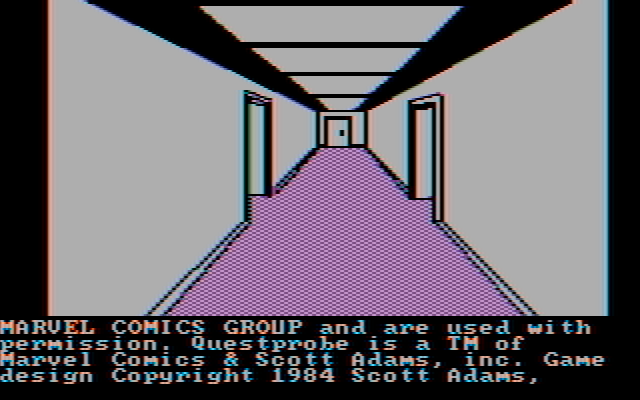 Questprobe featuring Spider-Man IBM PC/Compatibles Screenshot: The game begins in this hallway.