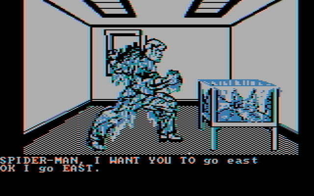 Questprobe featuring Spider-Man IBM PC/Compatibles Screenshot: Back to this room where everything is really frozen!