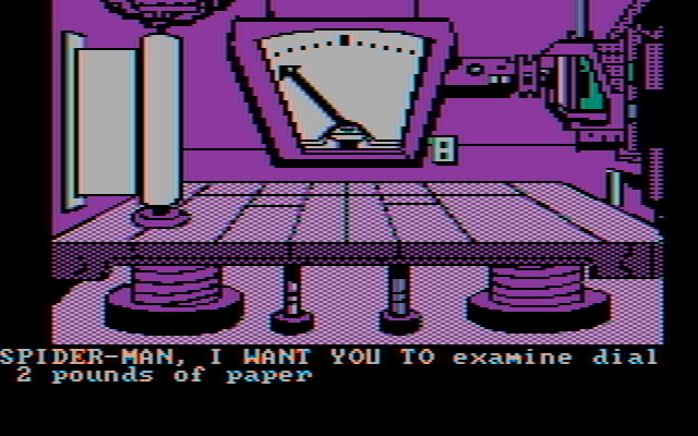 Questprobe featuring Spider-Man IBM PC/Compatibles Screenshot: I wonder if this dial reveals anything useful...