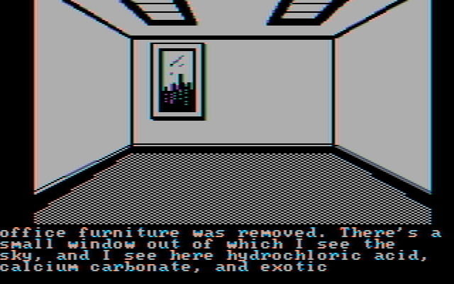 Questprobe featuring Spider-Man IBM PC/Compatibles Screenshot: This room is completely empty! Almost...