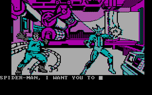 Questprobe featuring Spider-Man IBM PC/Compatibles Screenshot: Encountering a few more characters...