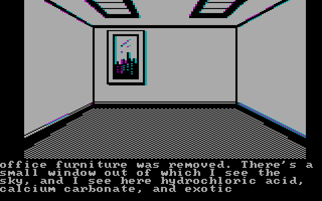 Questprobe featuring Spider-Man IBM PC/Compatibles Screenshot: This office room is mostly empty...
