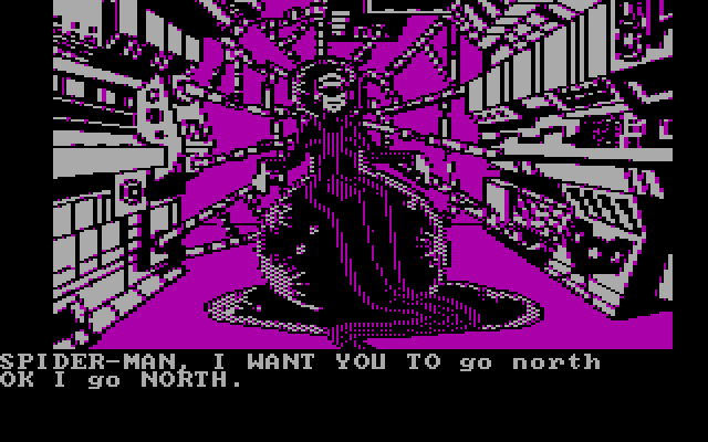 Questprobe featuring Spider-Man IBM PC/Compatibles Screenshot: Meeting Madame Web.