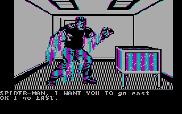 Questprobe featuring Spider-Man IBM PC/Compatibles Screenshot: Encountering Hydro-Man...