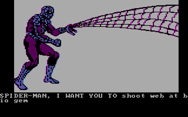 Questprobe featuring Spider-Man IBM PC/Compatibles Screenshot: You will occasionally need to use your web abilities.