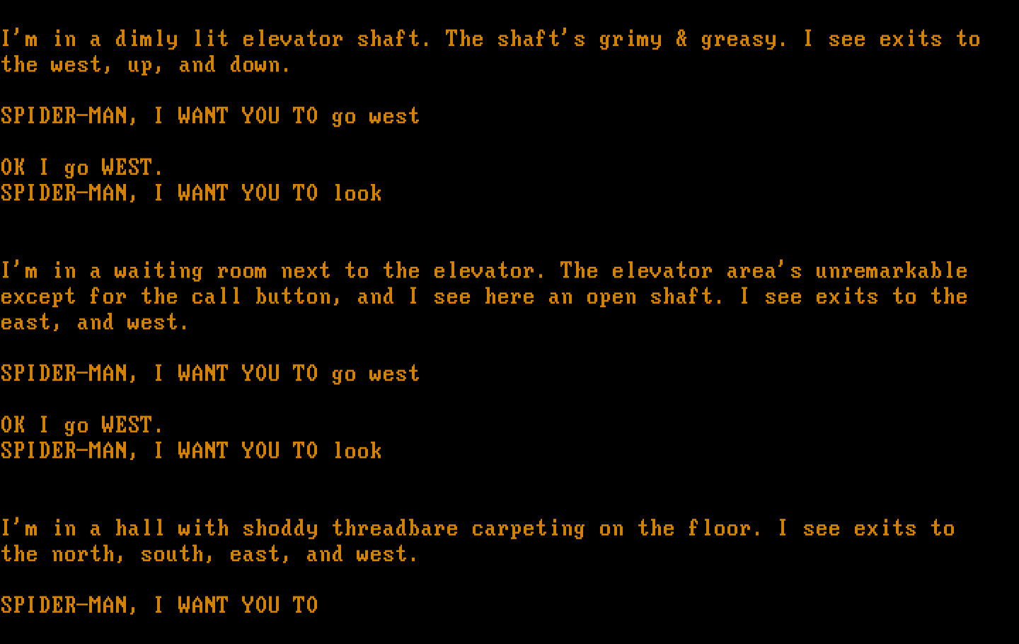 Questprobe featuring Spider-Man IBM PC/Compatibles Screenshot: Another hallway...