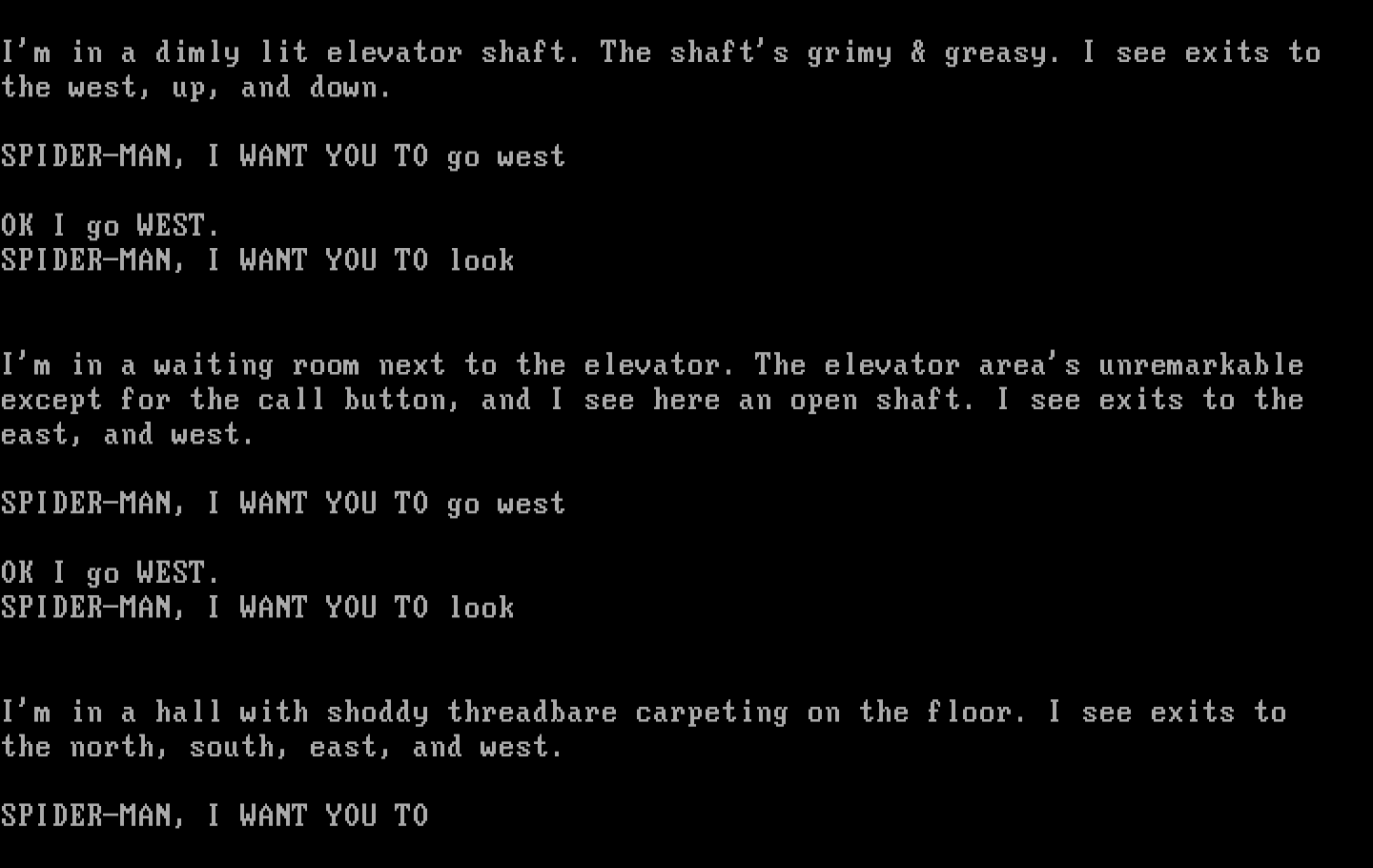 Questprobe featuring Spider-Man IBM PC/Compatibles Screenshot: Another hallway...