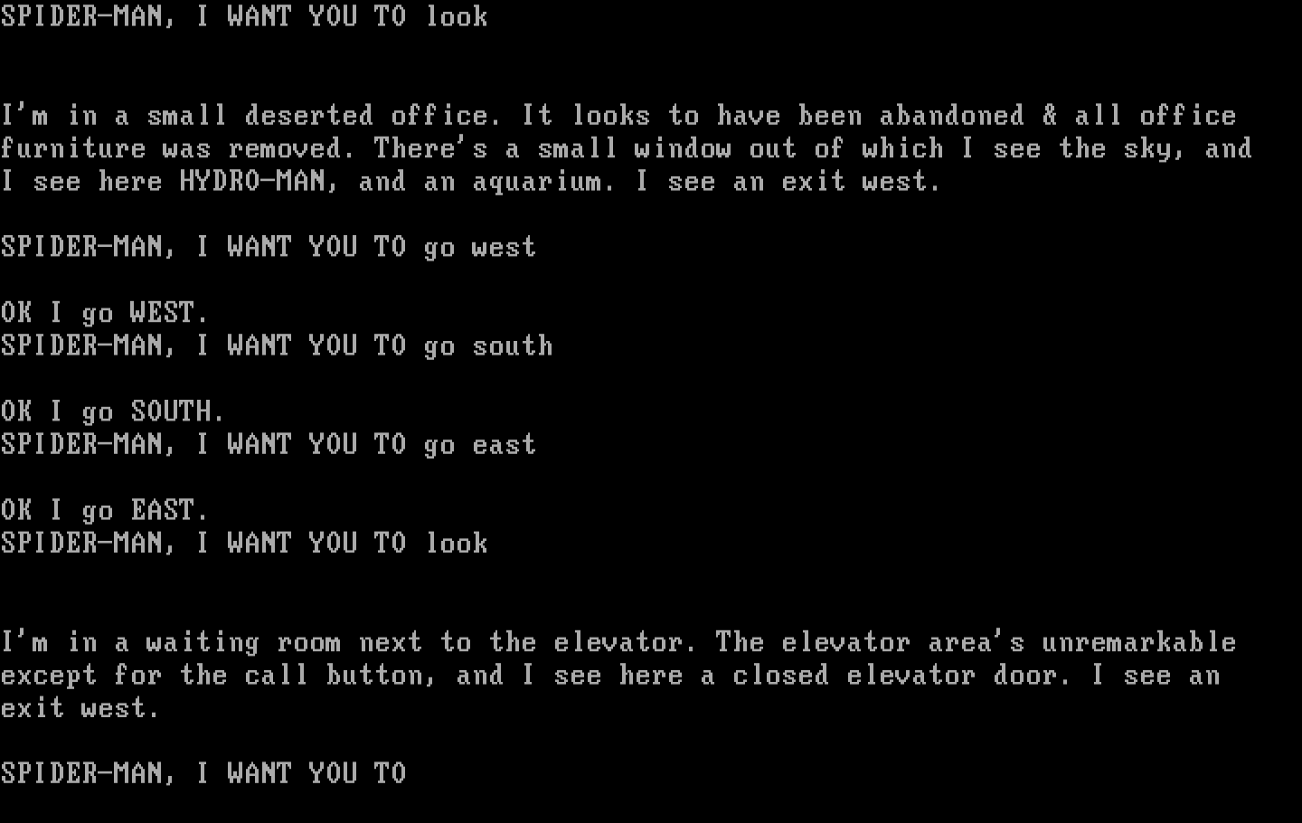 Questprobe featuring Spider-Man IBM PC/Compatibles Screenshot: Hydro-Man can be found also; now, exploring some more.