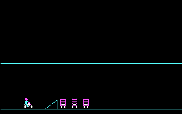 Dare-Devil IBM PC/Compatibles Screenshot: About to jump three buses...