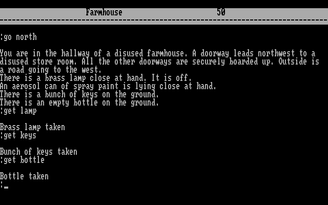 Acheton IBM PC/Compatibles Screenshot: Starting out; collecting some stuff.