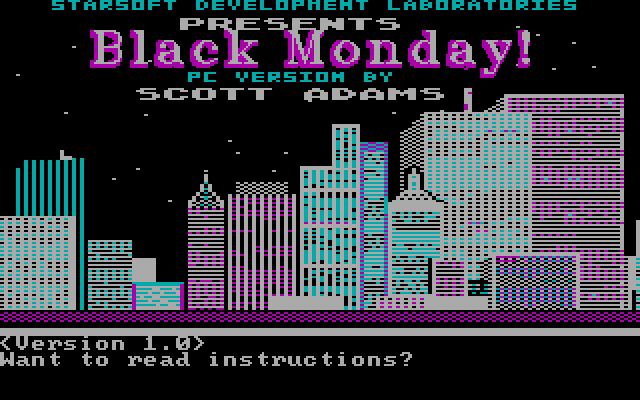 Black Monday IBM PC/Compatibles Screenshot: Title screen.