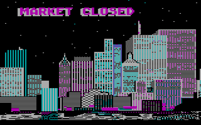 Black Monday IBM PC/Compatibles Screenshot: The market is closed for the day.
