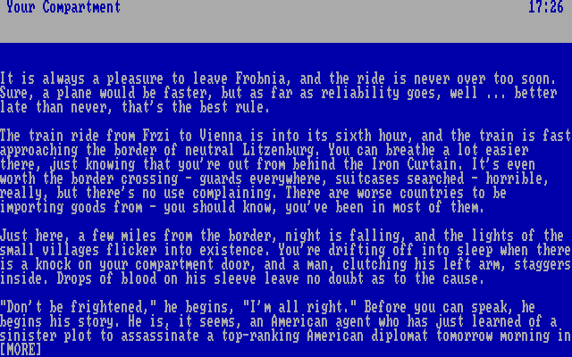 Border Zone IBM PC/Compatibles Screenshot: Introduction to the Train chapter.