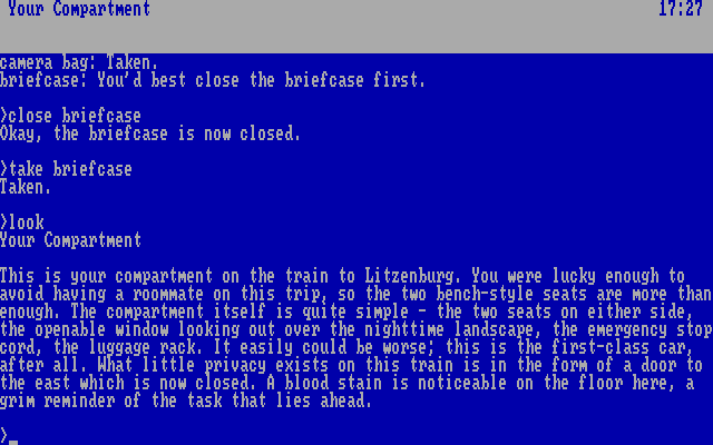 Border Zone IBM PC/Compatibles Screenshot: Taking some stuff and looking around.