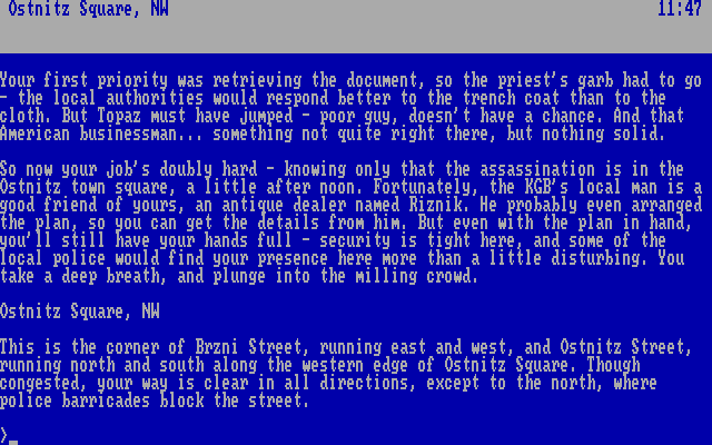 Border Zone IBM PC/Compatibles Screenshot: Start of the third chapter.