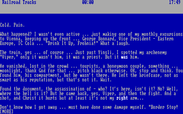 Border Zone IBM PC/Compatibles Screenshot: Starting the Border chapter.