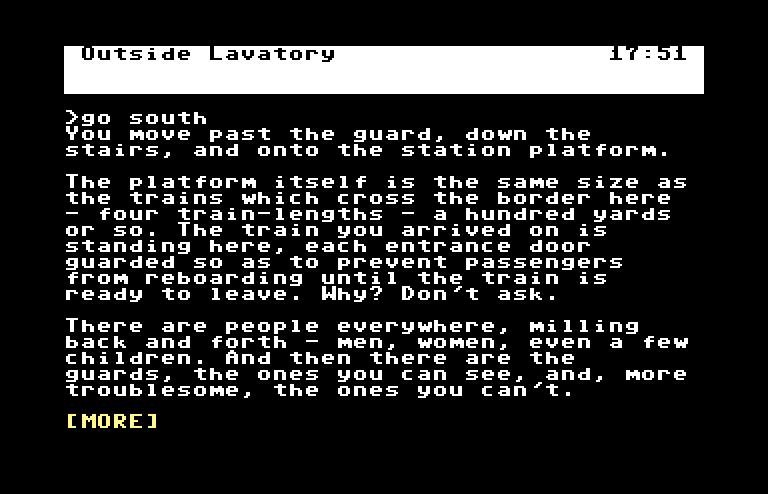 Border Zone Commodore 64 Screenshot: Leaving the train for a moment...