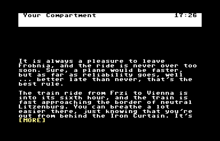 Border Zone Commodore 64 Screenshot: Chapter 1 introduction.