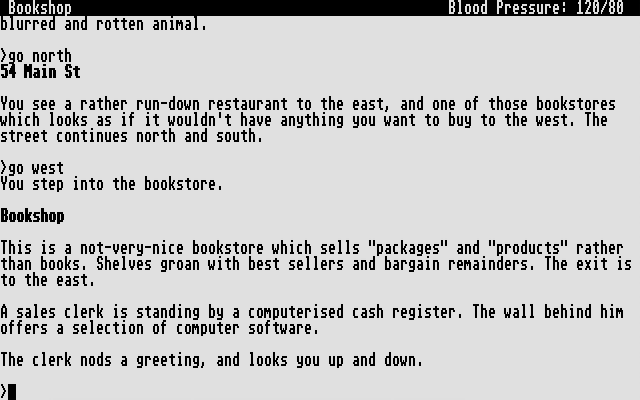 Bureaucracy Atari ST Screenshot: Visiting a bookshop...