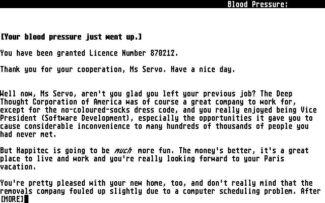 Bureaucracy Atari ST Screenshot: Game introduction.
