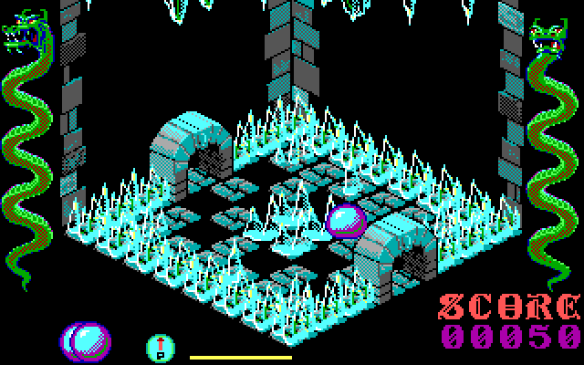 Airball IBM PC/Compatibles Screenshot: Careful, there are many spikes here!