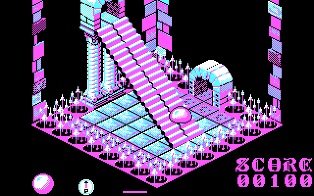 Airball IBM PC/Compatibles Screenshot: Some dangerous stairs.