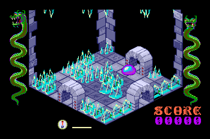 Airball Apple IIgs Screenshot: This castle is very maze-like.