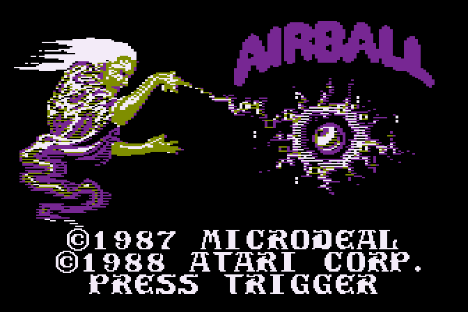 Airball Atari 8-bit Screenshot: Title screen.