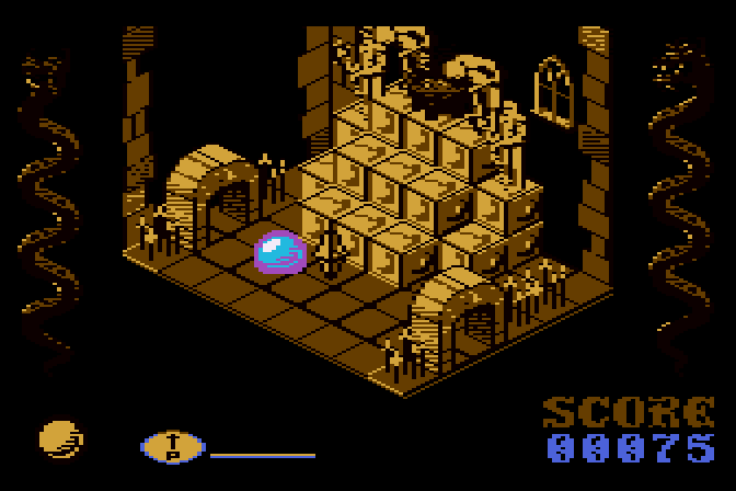 Airball Atari 8-bit Screenshot: Which way should I head from here?