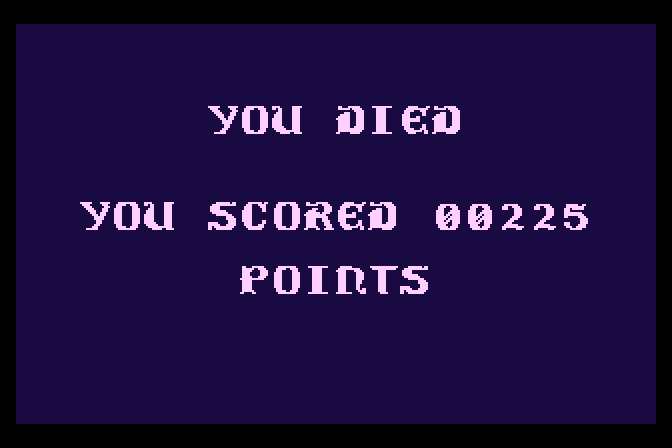 Airball Atari 8-bit Screenshot: Game over.