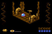 Airball for Atari 8-bit - Heading down a narrow passageway...