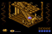 Airball for Atari 8-bit - Taking the stairs down to the lower platform...