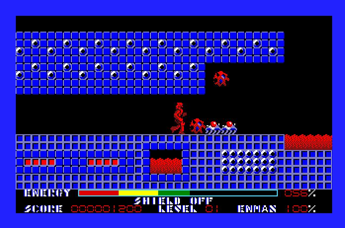 Thexder Apple IIgs Screenshot: Ouch, I'm hit!