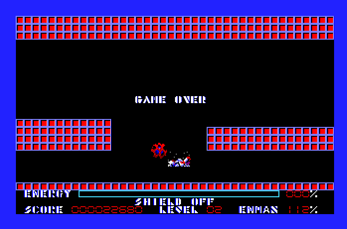 Thexder Apple IIgs Screenshot: Game over.