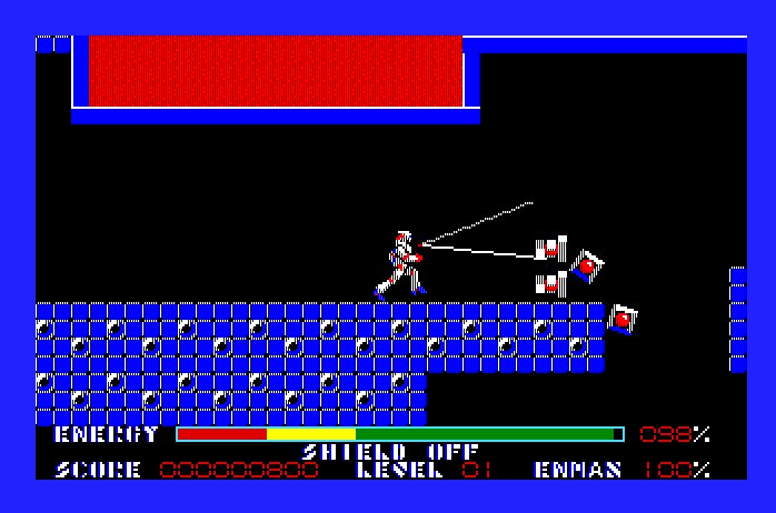 Thexder Apple IIgs Screenshot: Attacking enemies...