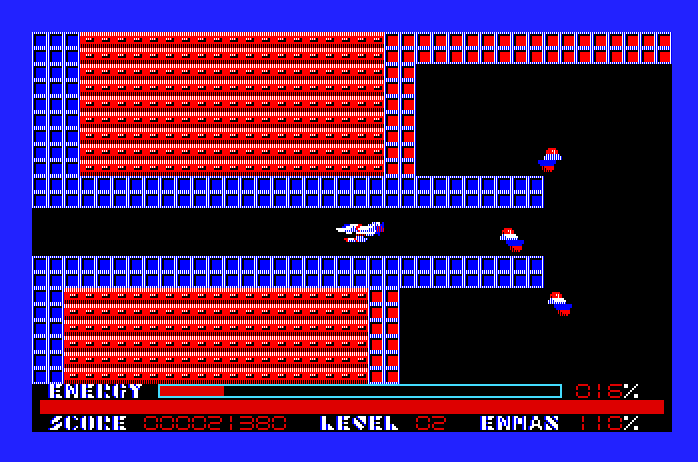 Thexder Apple IIgs Screenshot: Start of level 2.