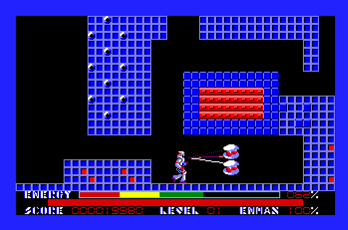 Thexder Apple IIgs Screenshot: Shoot these objects to increase your energy supply.