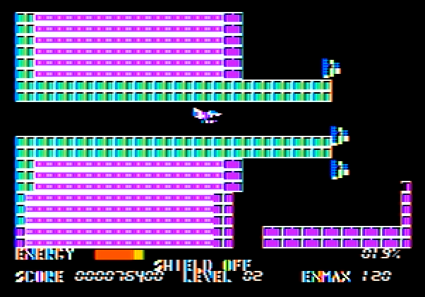 Thexder Apple II Screenshot: Start of level two.