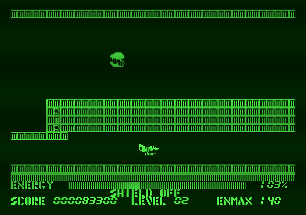 Thexder Apple II Screenshot: Flying...where does this path lead?