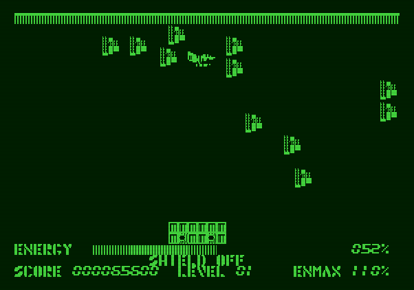 Thexder Apple II Screenshot: Numerous enemies attacking at once...