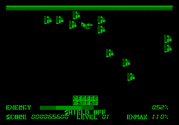 Thexder Apple II Screenshot: Numerous enemies attacking at once...