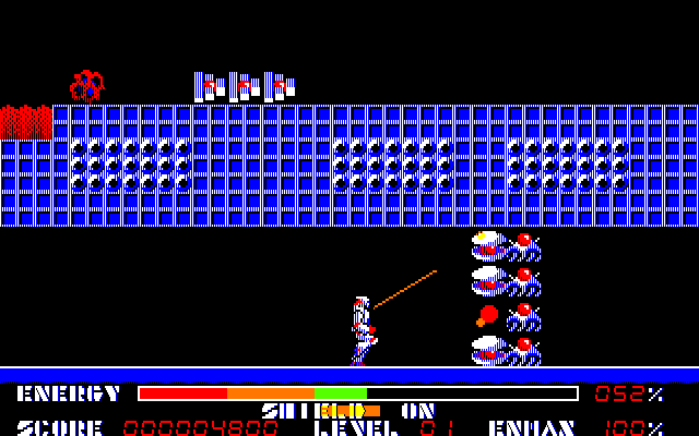 Thexder Amiga Screenshot: Shoot these things restores some of your energy.