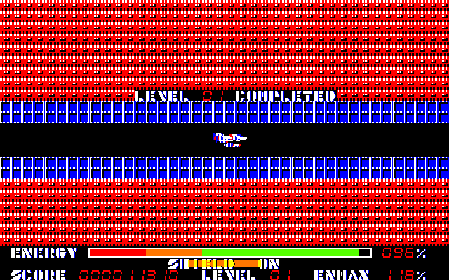 Thexder Amiga Screenshot: Level 1 completed!