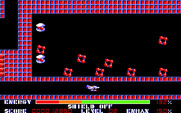 Thexder for Amiga - Flying through a narrow passage...