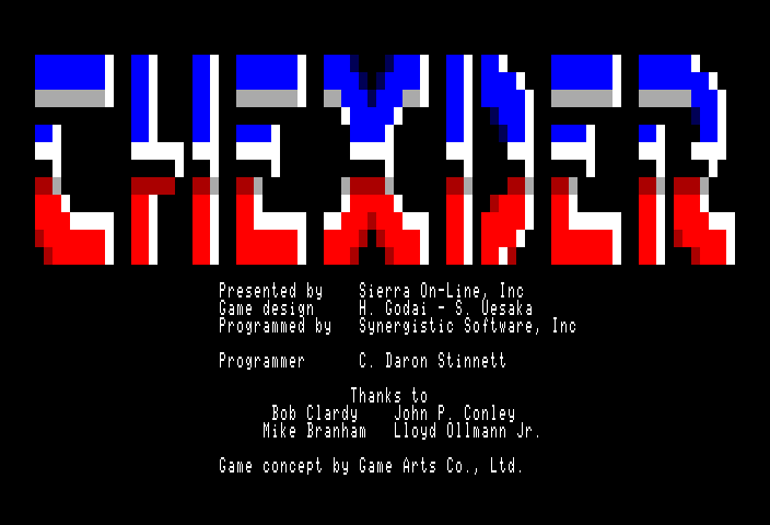 Thexder TRS-80 Color Computer Screenshot: Title screen.