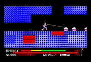 Thexder for TRS-80 Color Computer - Shooting certain items restores energy.
