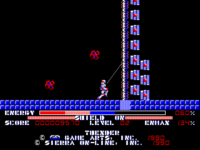 Thexder Macintosh Screenshot: Watch out for attacks from behind!