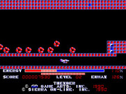 Thexder for Macintosh - Flying through a narrow path.